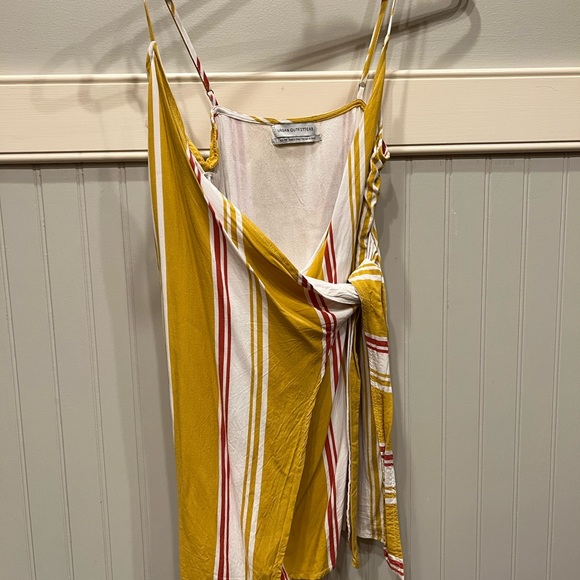 Yellow Stripe Urban Outfitters Mini Wrap Dress - Picture 2 of 4